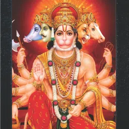Panch Mukhi (5-Faced) Lord Hanuman Ji, Home pooja room decor ,9 X 12 (Black) Religious Frame-image-45