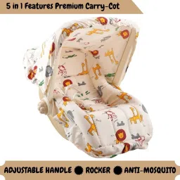Comfy Nest 5 in 1 Multi Purpose Carry Cot | Adjustable Handle | Anti-Mosquito | Rocker and Bouncer-1
