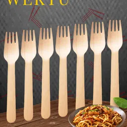 wektu Generic Wooden Fork/Food Grade/Smooth Edge/100PC/44 Disposable Wooden Dinner Fork Set-picture-28