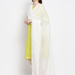 Dupatta Bazaar White Embroidered Dupatta with Sequinned image 3