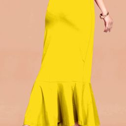 SCUBE DESIGNS Pleated Saree Shapewear Silhoutte Lemon Yellow (S) Lycra Blend Petticoat-image-25