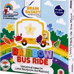 brain basket Rainbow Bus Ride Memory Matching Color Puzzle Toy for Kids Age 2 to 6 Years image 5