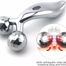 STARKENDY 3D 3D Manual Roller Face Body Massager Skin Lifting Wrinkle Remover Facial Massage For Relaxation and Tightening (Silver) Massager-13