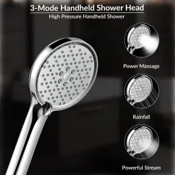 plantex ABS Hand Shower for Bathroom/4.5 Inch Round Multi-Function 3 Mode Shower Hand Fixed Mount image 2