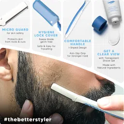 letsshave Pro Styler for Men Beard with 1 Transparent Shave Gel 15ml, Reusable Beard Razor, Men image 3