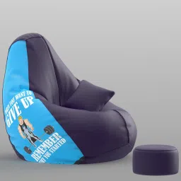 flipkart perfect homes XXXL PatternPuff Bag With Free Cushion and Puffy , Why You Started-Indigo Teardrop Bean BagWith Bean Filling image 2