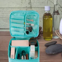 Kuber Industries Blue Water-Resistant Makeup Organiser Organiser-28