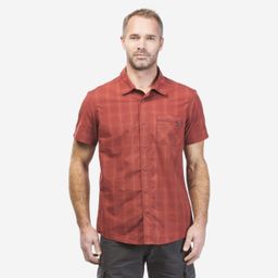 Men Checked Half Sleeve Cotton Shirt Orange - Travel 100-image-61