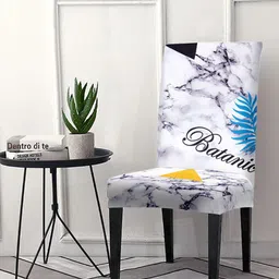Cortina White & Grey Abstract Printed Non-Slip Chair Cover-29