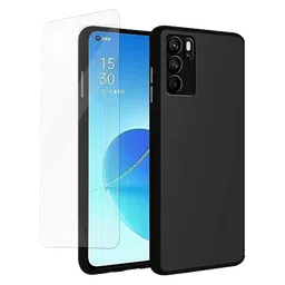 ARROW Duplex Series Tempered Glass & Polycarbonate Back Cover Combo for oppo A16 (Anti Scratch Design, Black)-29