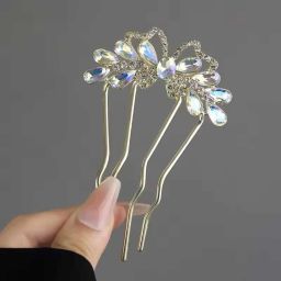 Elegant Bridal Juda Pin/Bow Design Stone Studded Fancy Bun Hair Pin-image-5