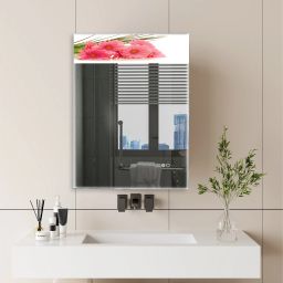 Raj Glass Pink Rose Digital Print l on Glass Mirror Bathroom Mirror Fancy Mirror Bathroom Mirror-4