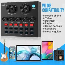 adiohub V8 Sound Card, Sound Effects Board for Podcast Equipment Bundle Powered Sound Mixer image 5