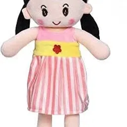 Soft Plush Doll Toy for Girls | Huggable Fabric Doll with Bow & Striped Dress - 60 cm-7