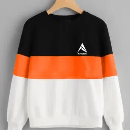 Men Colorblock Round Neck Pure Cotton White, Black, Orange T-Shirt-image-54