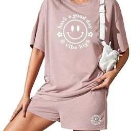 kshs Women Top & Shorts Set Pink Printed-picture-2