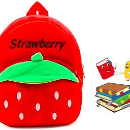 Small 11 L Backpack Kids School Bag Strowberry Cartoon Baby Boys/Girls Plush Bag (Red, 11)-image-54