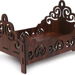 Premium Wooden Carved Pattern Designer Bed For Kanha Ji/Gopal Ji Bed Wooden All Purpose Chowki-image-3