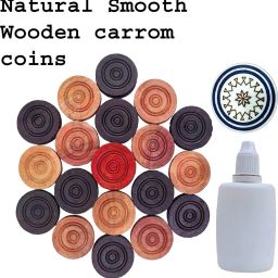 Wooden Carrom Striker Coins and Powder | 24 Coins, 1 Striker, 1 Powder SSTP Carrom Pawns-image-72