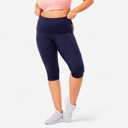 Women's High-Waisted Cropped Fitness Cardio Leggings - Navy Blue-image-90