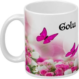 Golu Printed Butterflies & Pink Rose Gifts for Girlfriend Wife Sister on Birthday Valentine Rakhi 20MG137_WHT Ceramic Coffee Mug-image-98