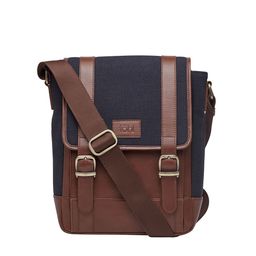 Tohl Men Navy Blue & Brown Textured Messenger Bag-9