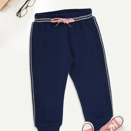 MeeMee Girls Navy Blue Solid Cotton Jogger-image-13