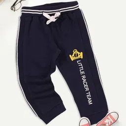 MeeMee Boys Navy Blue Printed Cotton Joggers-image-87
