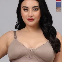 FUNAHME Pack Of 3 Full Coverage Non Padded Cotton Bra-51