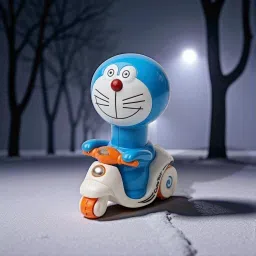 jollyplay Wind-Up Doraemon Push & Go Scooter Toy – Battery-Free Fun image 3