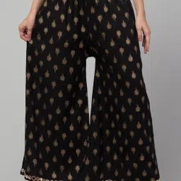Women Relaxed Black Viscose Rayon Trousers-image-88