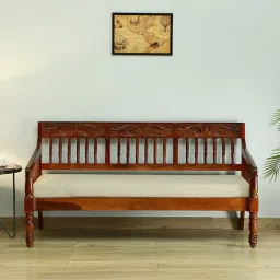 mudramark from pepperfry Kumud Sheesham Wood 3 Seater Sofa In Honey Oak Finish-picture-3