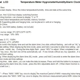 balrama Hygrometer Electronic Thermo Hygro Humidity Meter Tester + Temperature Meter + Alarm Clock + Time with HTC-1 Pinless Digital Moisture Measurer image 3
