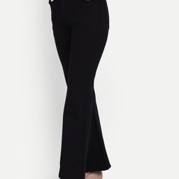 broadstar Women Flared Black Lycra Blend Trousers-picture-27