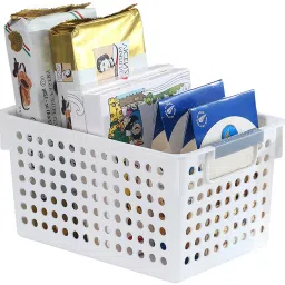 Polypropylene Hollow Mulipurpose Large Storage Basket with Handle (White) Storage Basket-image-99