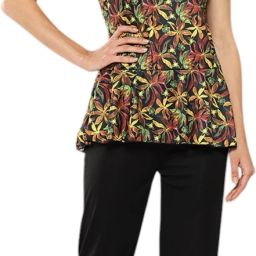 Muhuratam Womens Yellow-Black Colour Floral Print Nylon Swim Suit With Cap Floral Print Women Swim-dress Yellow Swimsuit-image-6