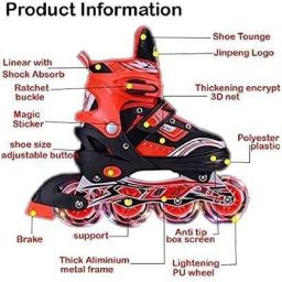 d plus Sparkle Adjustable Inline Skates with Front Light up Wheels In-line Skates - Size 7 UK image 5