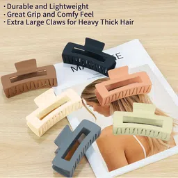 Krelin Women Set of 6 Matte Rectangular Hair Claw Clip-picture-35