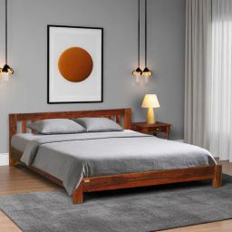 woodsworth from pepperfry Orian Sheesham Wood Queen Size Bed In Scratch Resistant Honey Oak Finish-picture-49