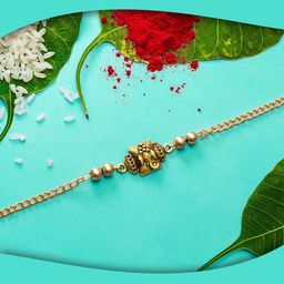Aadita Gold-Toned Copper Chain Rakhi-image-2