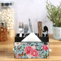 reinvention factory Fairy Garden Multicolor MDF Cutlery and Tissue Holder-picture-15