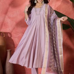Embroidered Anarkali Kurta, Bottom & Dupatta Set-picture-10