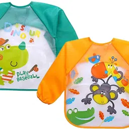 Waterproof Colorful Bib Cute Cartoon Baby Bibs Full Sleeve Apron Feeding Bibs-image-21