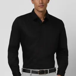 Men Slim Fit Solid Spread Collar Party Shirt-image-2