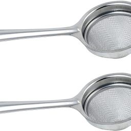 2PC Fine Double Net Tea Coffee Stainless Steel Strainer (304 Steel Food Grade) Strainer & Sieve, Strong Net, Jali, Mesh, Filter - Silver Tea Strainer-19