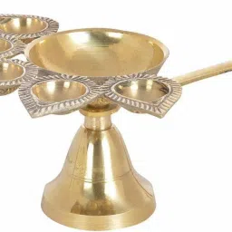 Divine Edge Brass Panch Aarti Lamp | Pancharti Diya | Panch Jyoti Puja Diya Brass Table Diya-image-14