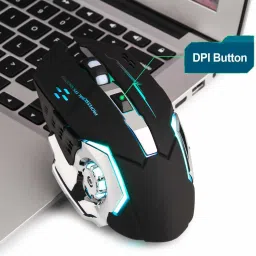 microware Wireless Gaming Mouse with 6 button, 7 colors and 1600DPI Wireless MechanicalGaming Mousewith Bluetooth-9