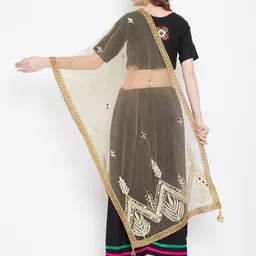 Clora Creation Ethnic Motifs Embroidered Net Dupatta image 4