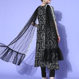 Inddus Bandhani Printed Kurta With Trousers & Dupatta image 5