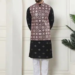 SOJANYA Men Ethnic Motifs Embroidered Regular Sequinned Kurta with Churidar-picture-5